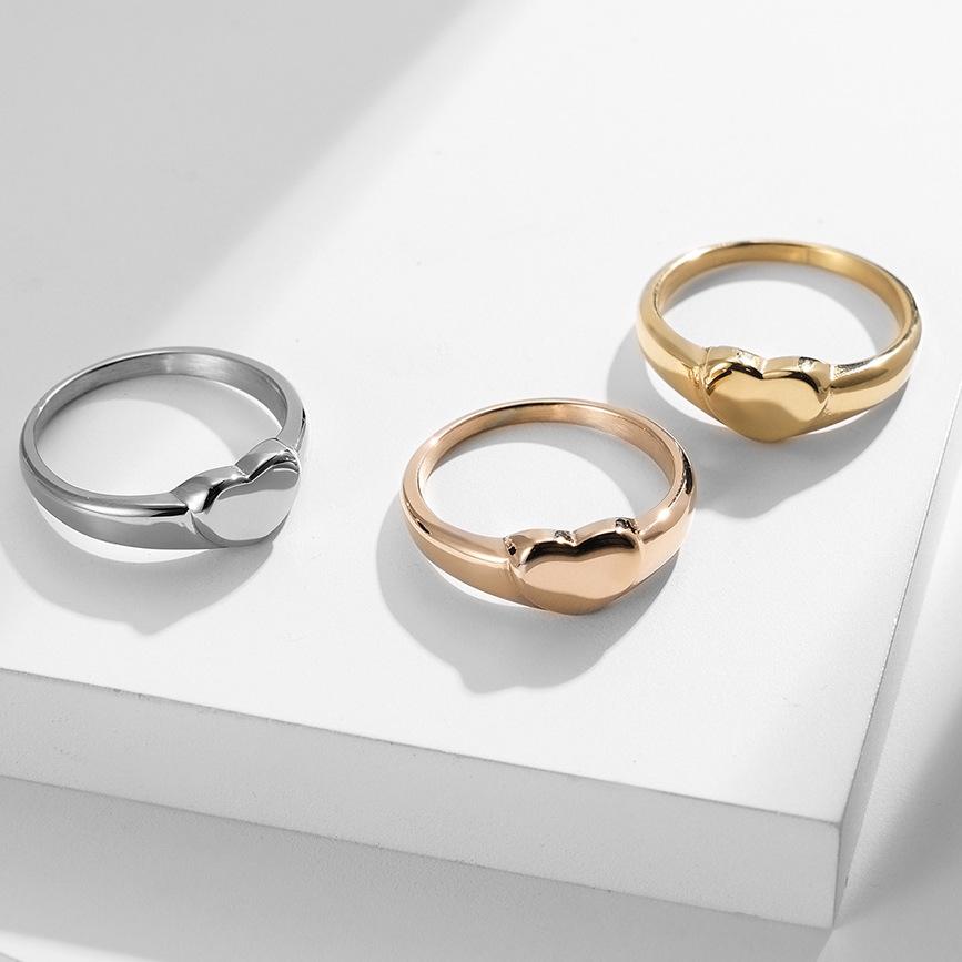 Stainless Steel Heart Shape Women's Blank Ring