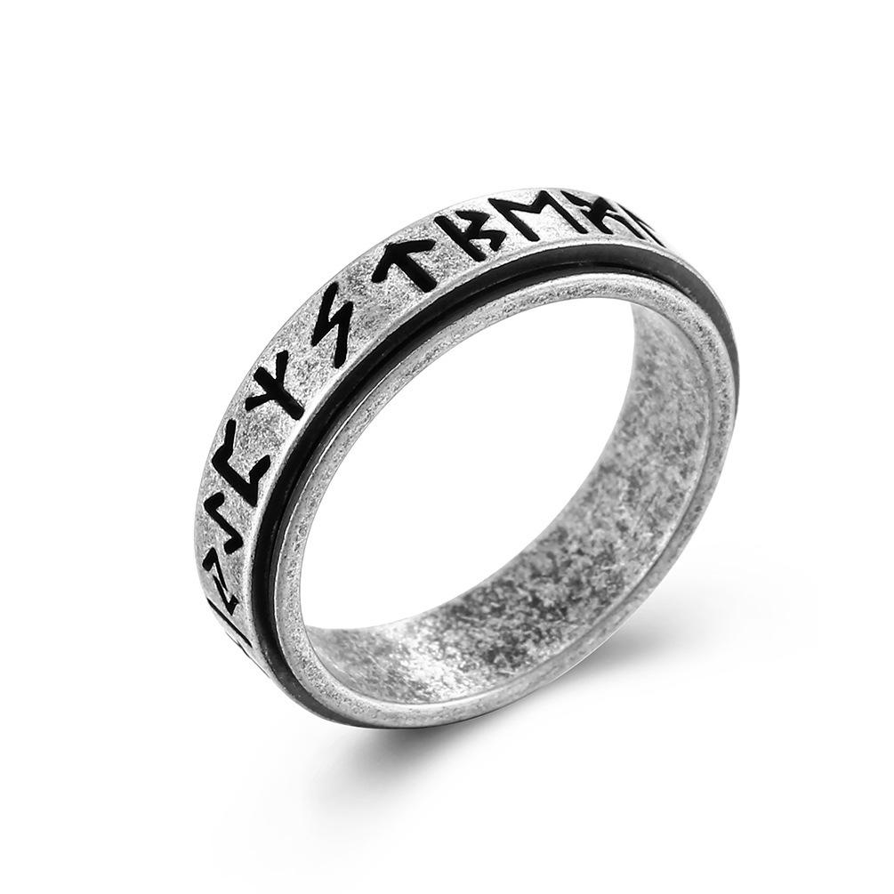 Viking Stainless Steel Runes Spinner Ring