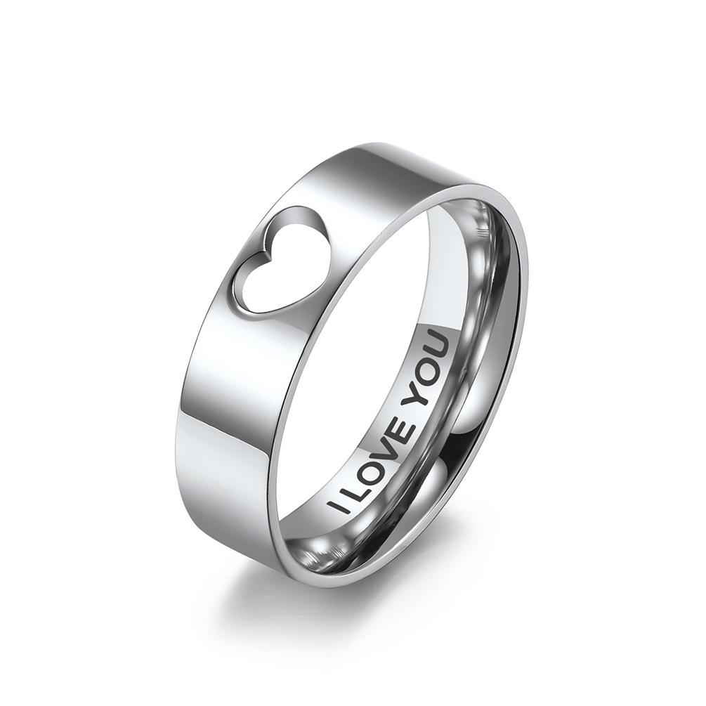 Heart Shape Hollow Stainless Steel Couple Rings