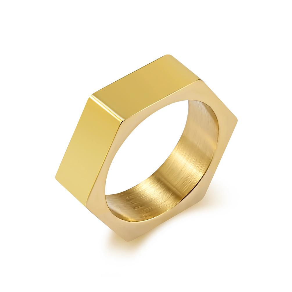 Polished Hexagon Stainless Steel Blank Ring
