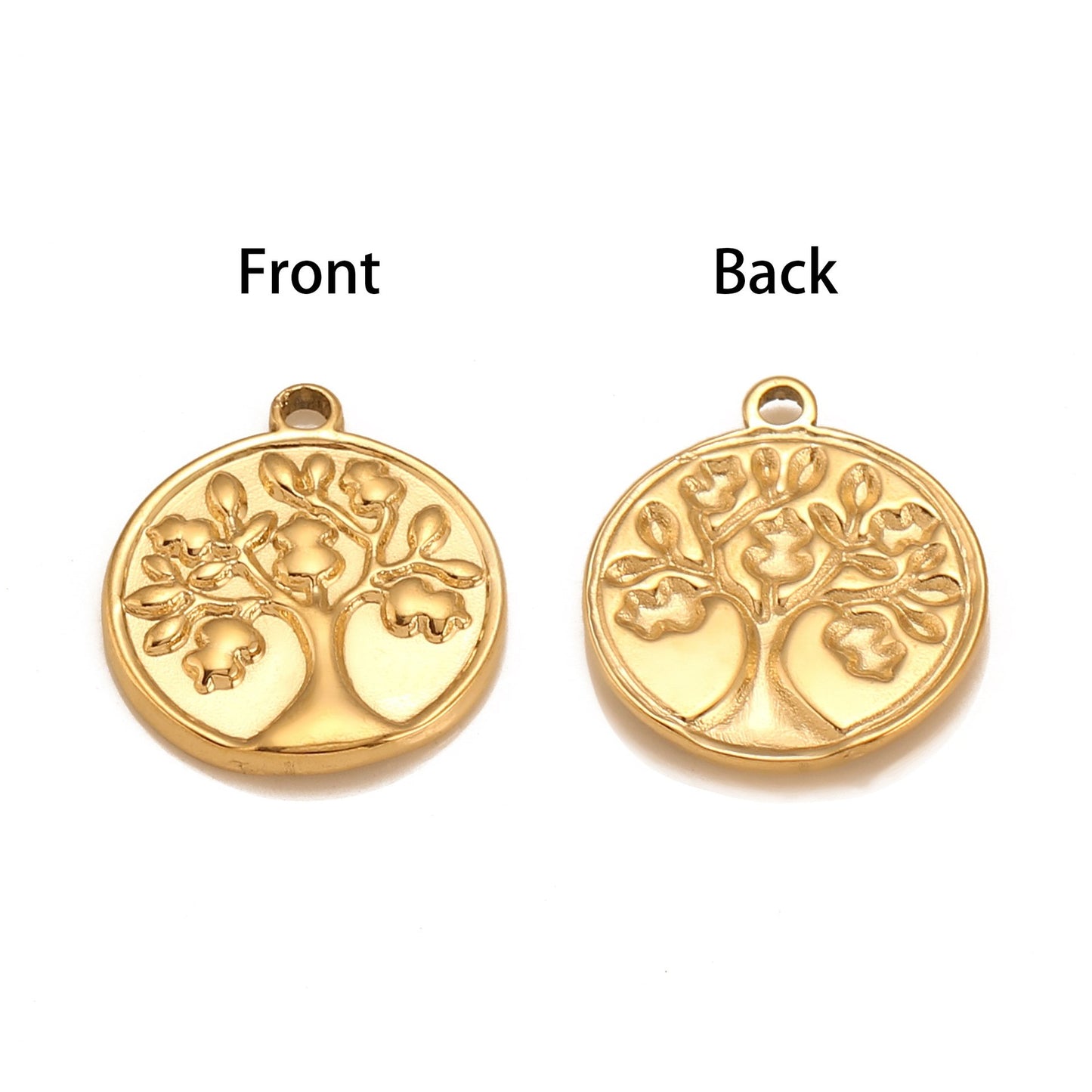 Stainless Steel Tree Pattern Round Pendant
