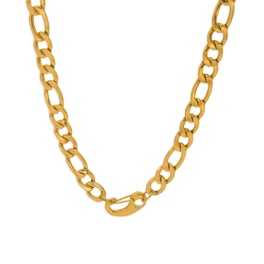 Stainless Steel Round Cable Figaro Chain Set