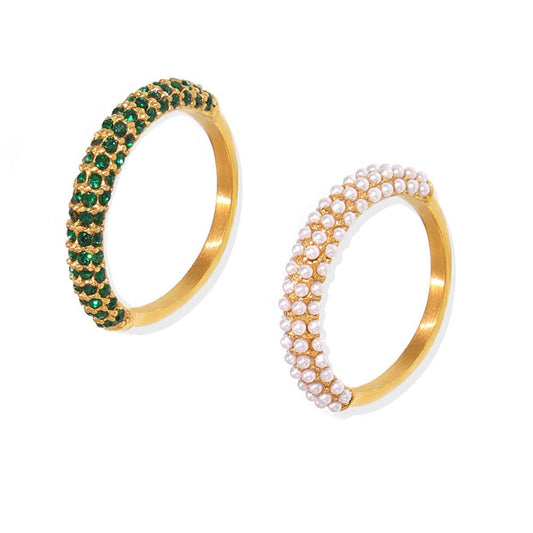 18K Gold PVD Stainless Steel Cubic Zirconia Ring
