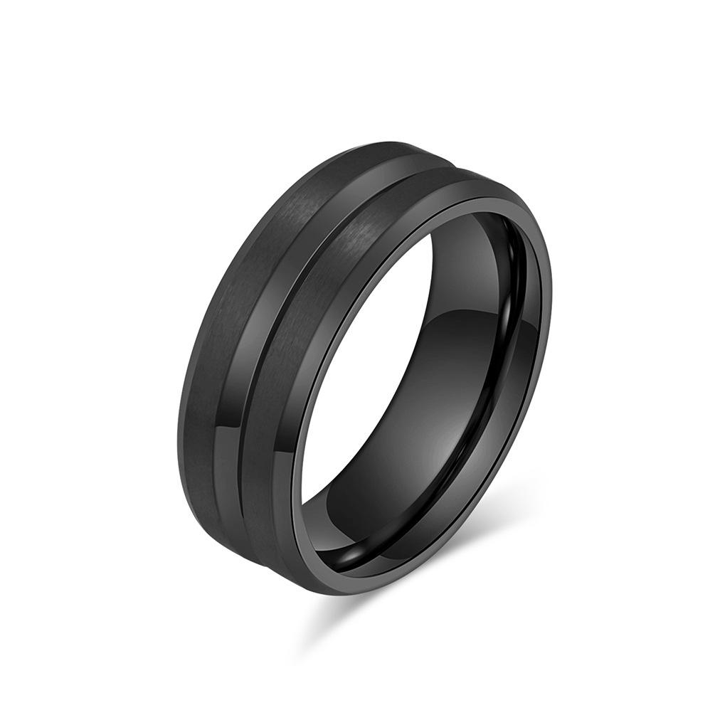 V-Groove Brushed Stainless Steel Blank Ring