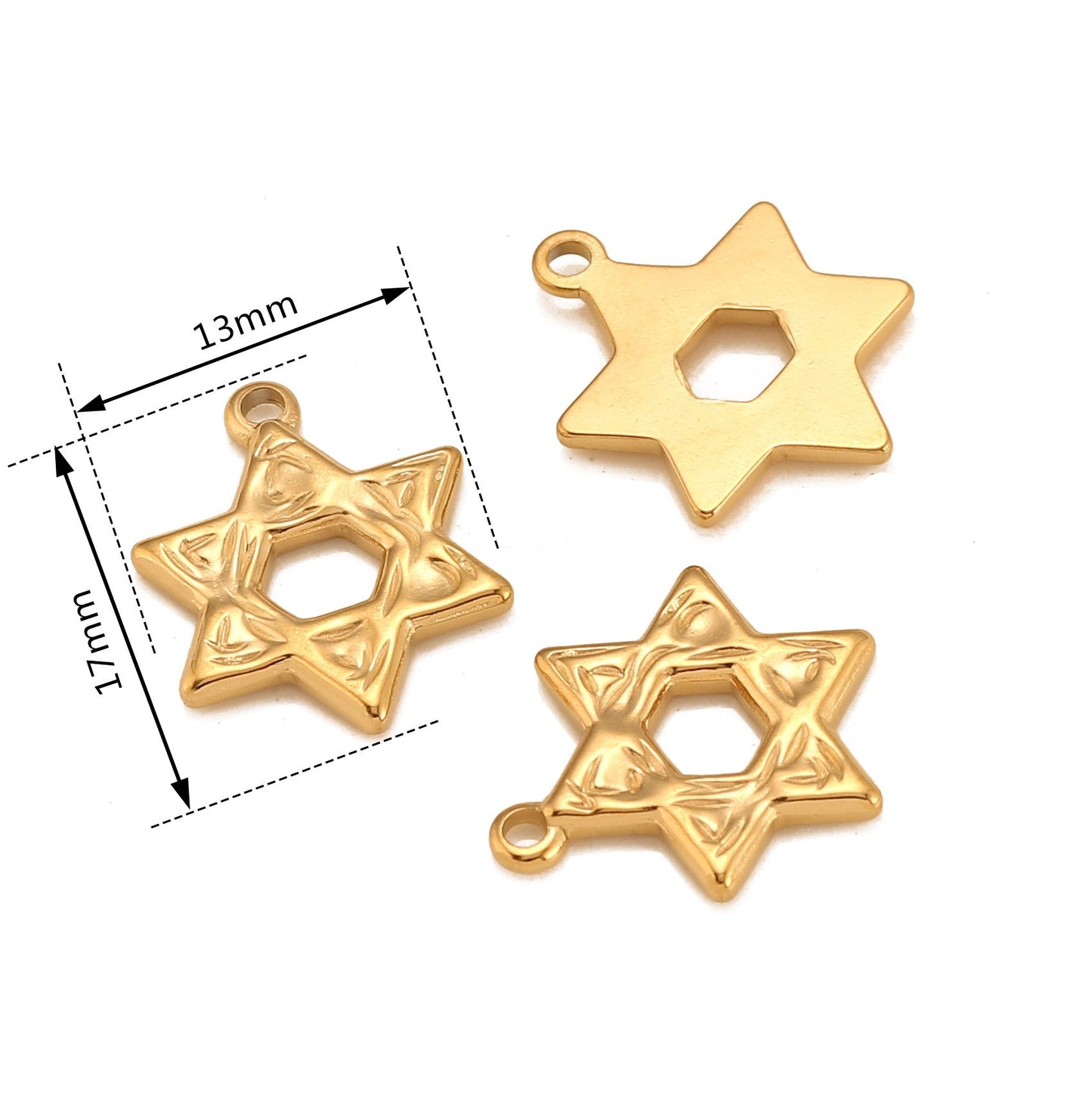 Stainless Steel Middle Hollow Six-Pointed Star Pendant