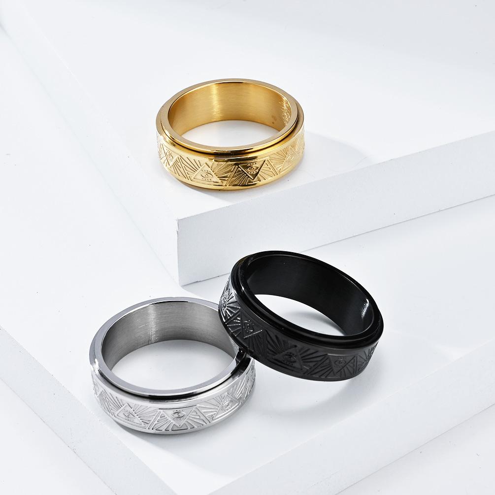 Ancient Egyptian Eye of Horus Stainless Steel Spinner Ring