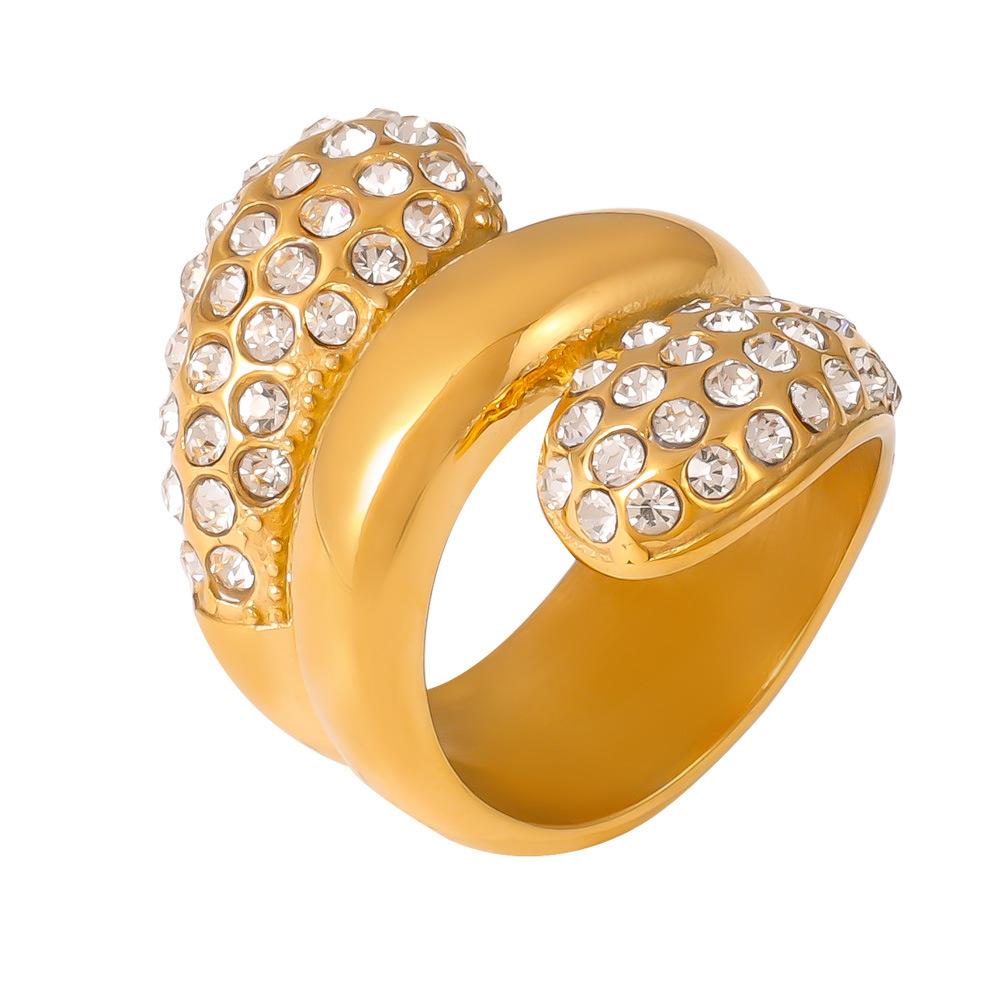 Bague à coutures multicouches en forme de goutte d'eau avec incrustation de zircone cubique