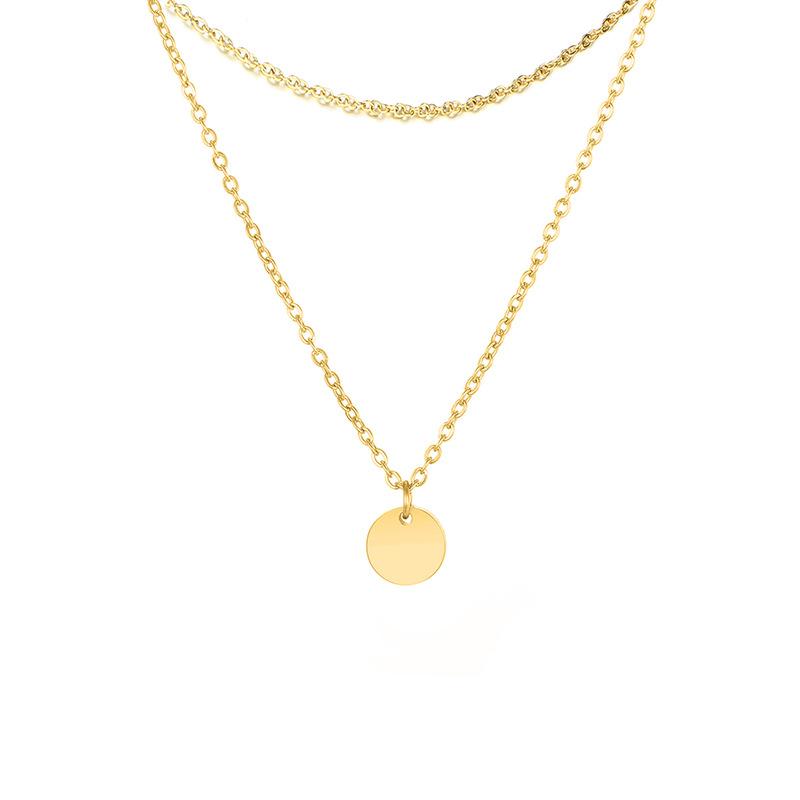 Mini 6mm Round Disc Double Layered Necklace