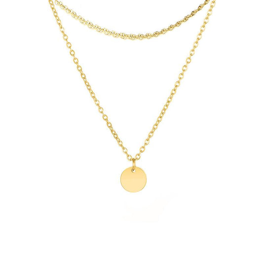 Mini 6mm Round Disc Double Layered Necklace