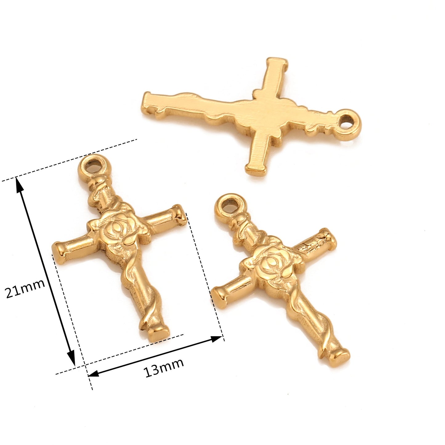 Pendentif croix en acier inoxydable rose