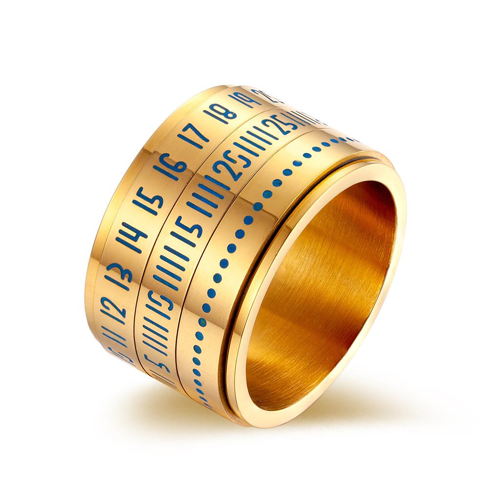 Blue Luminous Arabic Numeral Spinner Ring
