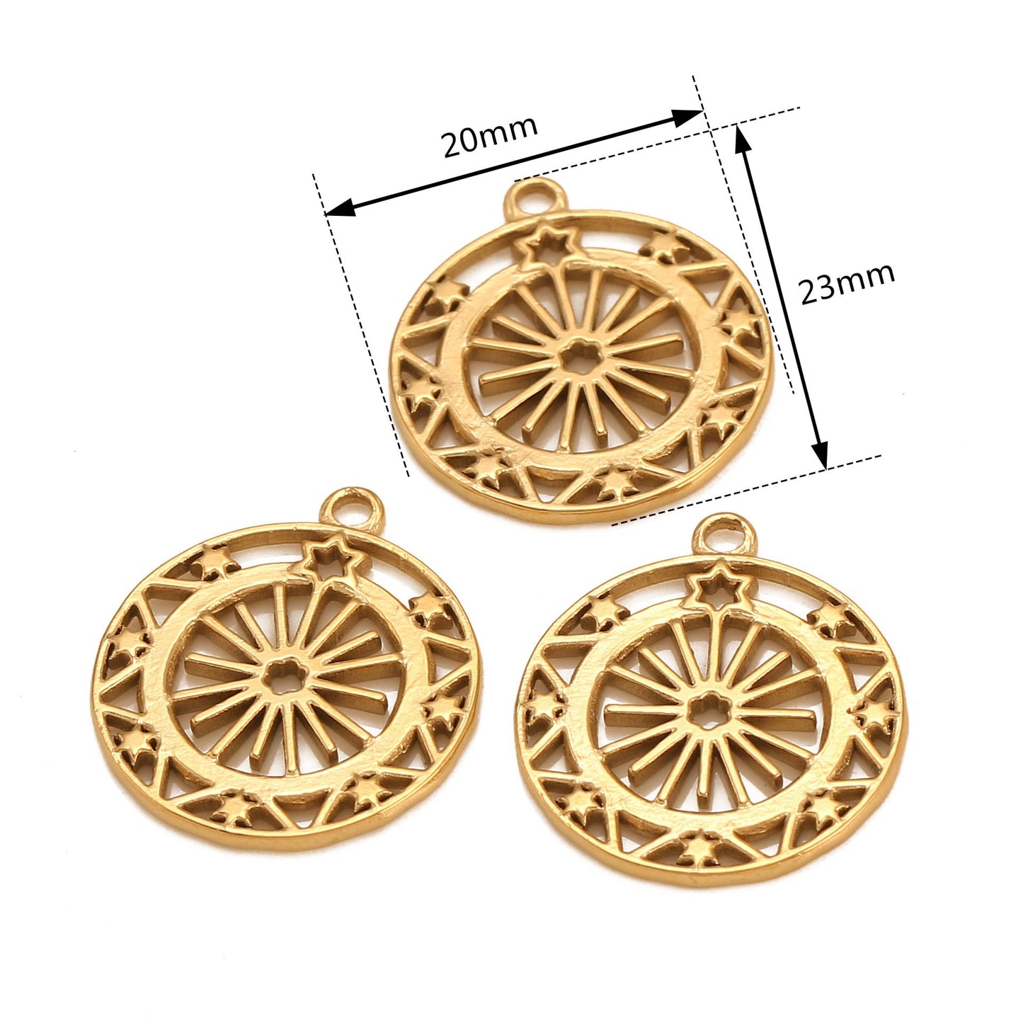 Stainless Steel Hollow Ferris Wheel Star Pendant