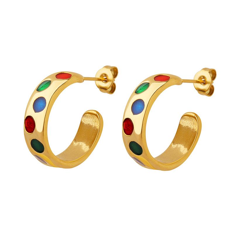 Boucles d'oreilles créoles colorées en forme de goutte d'huile