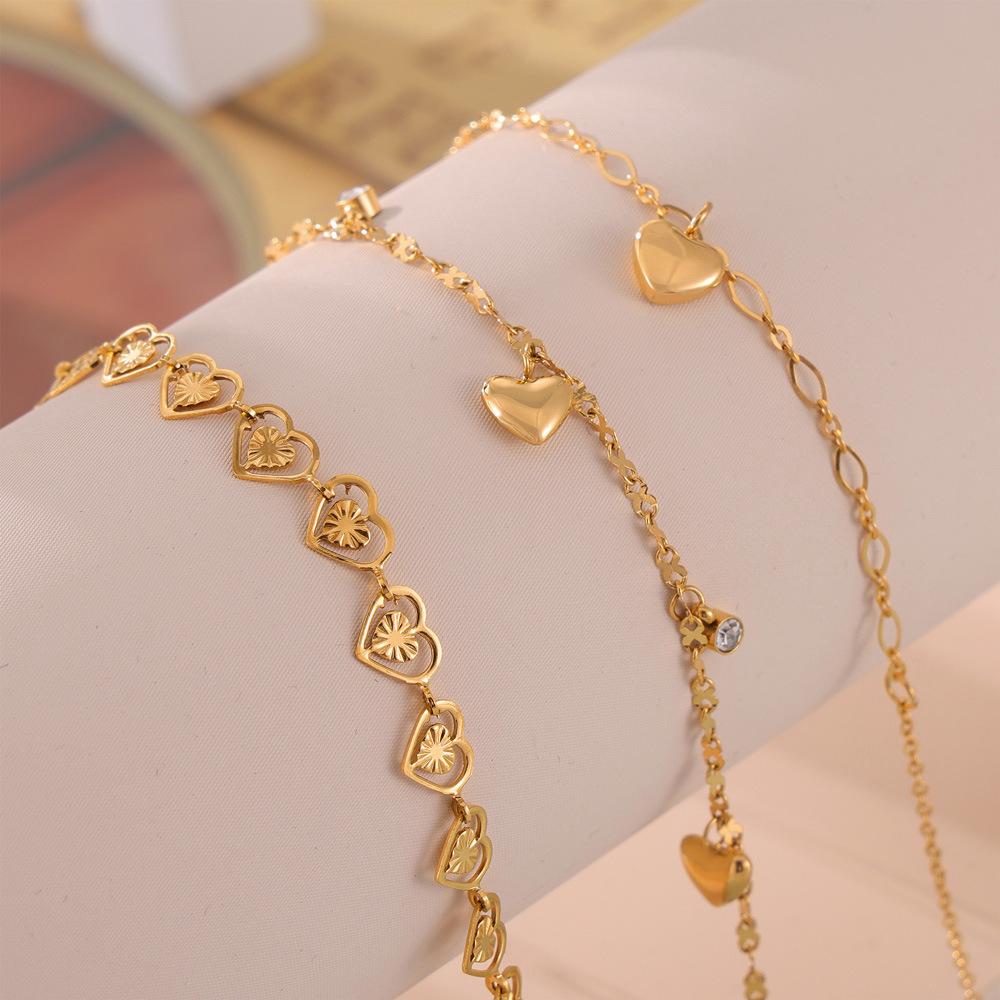 18K Gold PVD Heart-Shaped Stainless Steel Anklet
