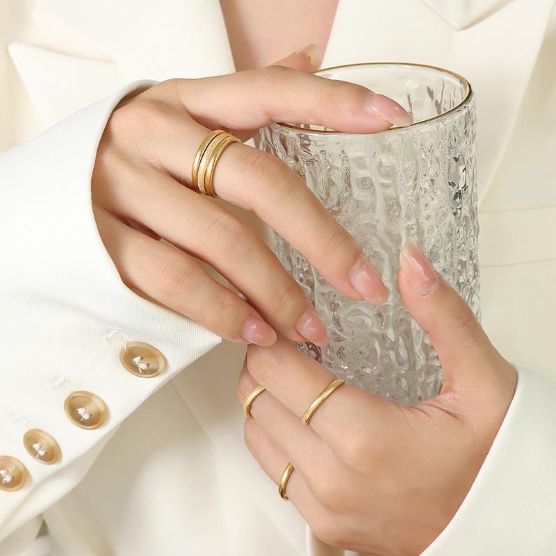 Stainless Steel Polished Brushed Stacking Ring 3 Pieces Set