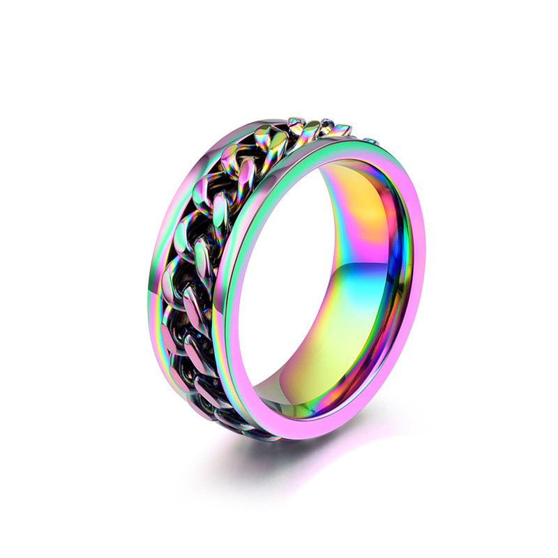Stainless Steel Color Chain Spinner Ring