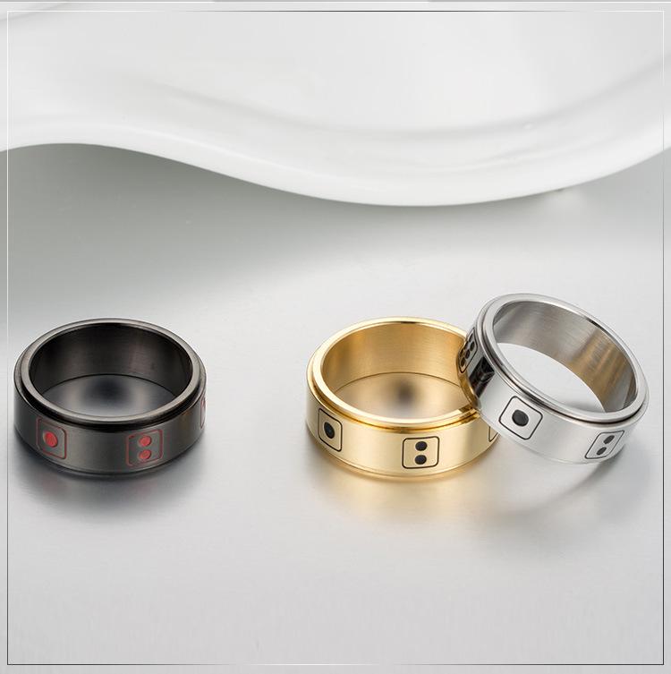 Stainless Steel Dice Spinner Couple Ring