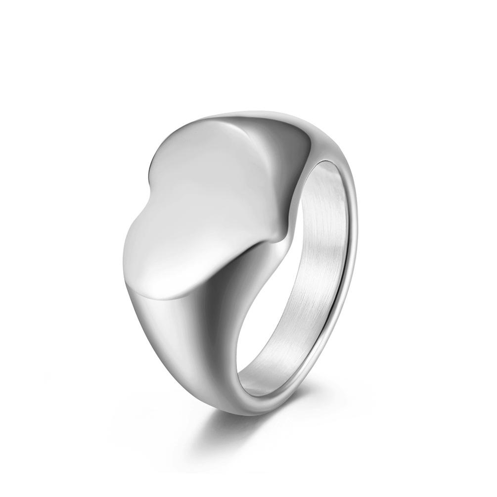 Polished Heart Shaped Stainless Steel Blank Ring