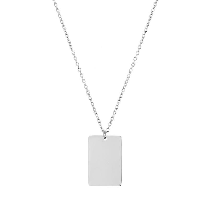 Stainless Steel 18x12mm Square Blank Necklace