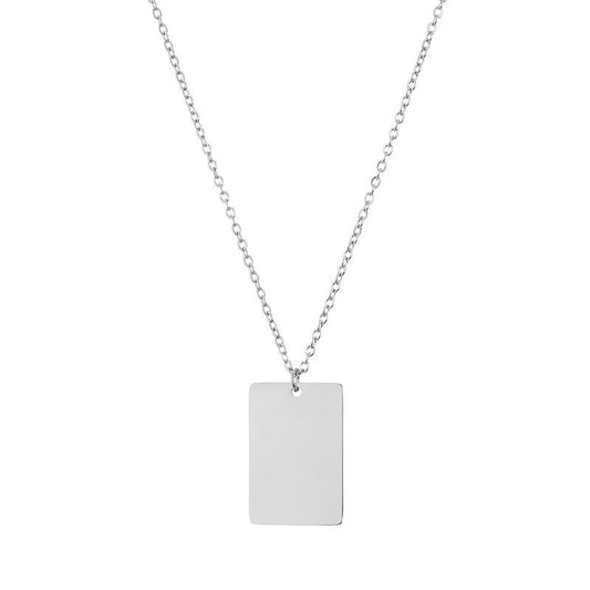 Stainless Steel 18x12mm Square Blank Necklace