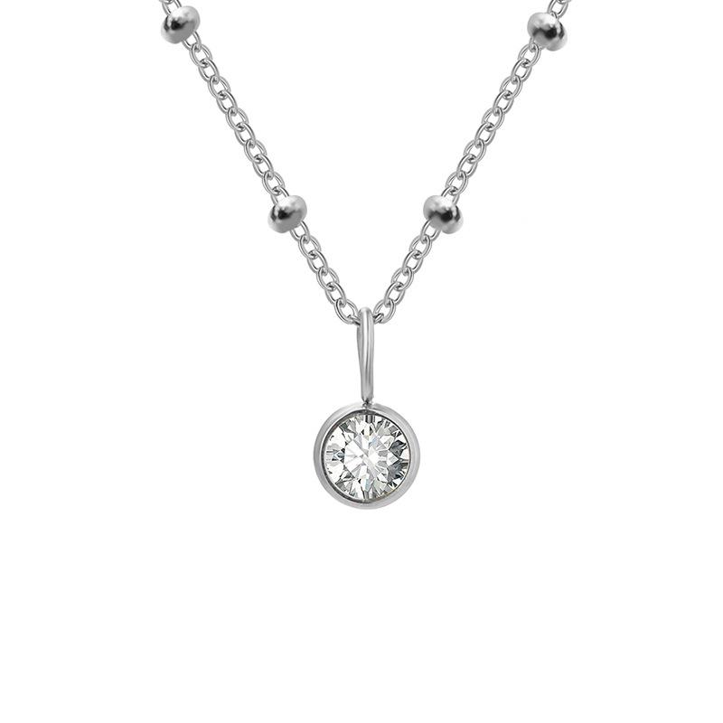 Stainless Steel Ball Chain Birthstone Necklace