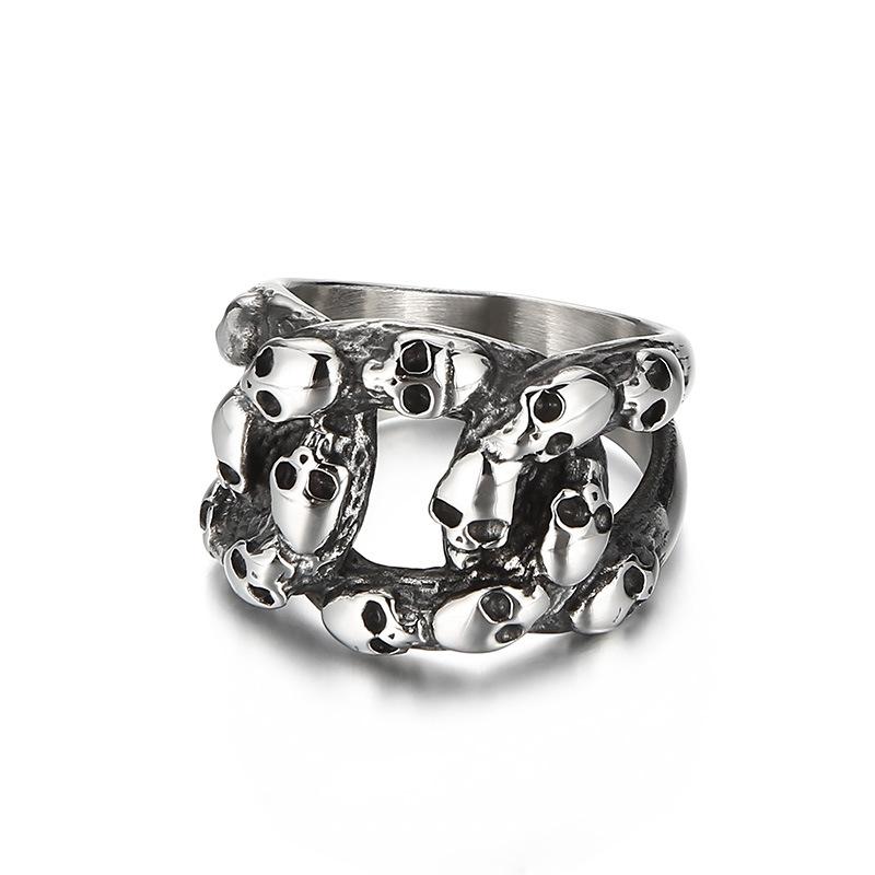 Stainless Steel Vintage Distressed Skull Ring
