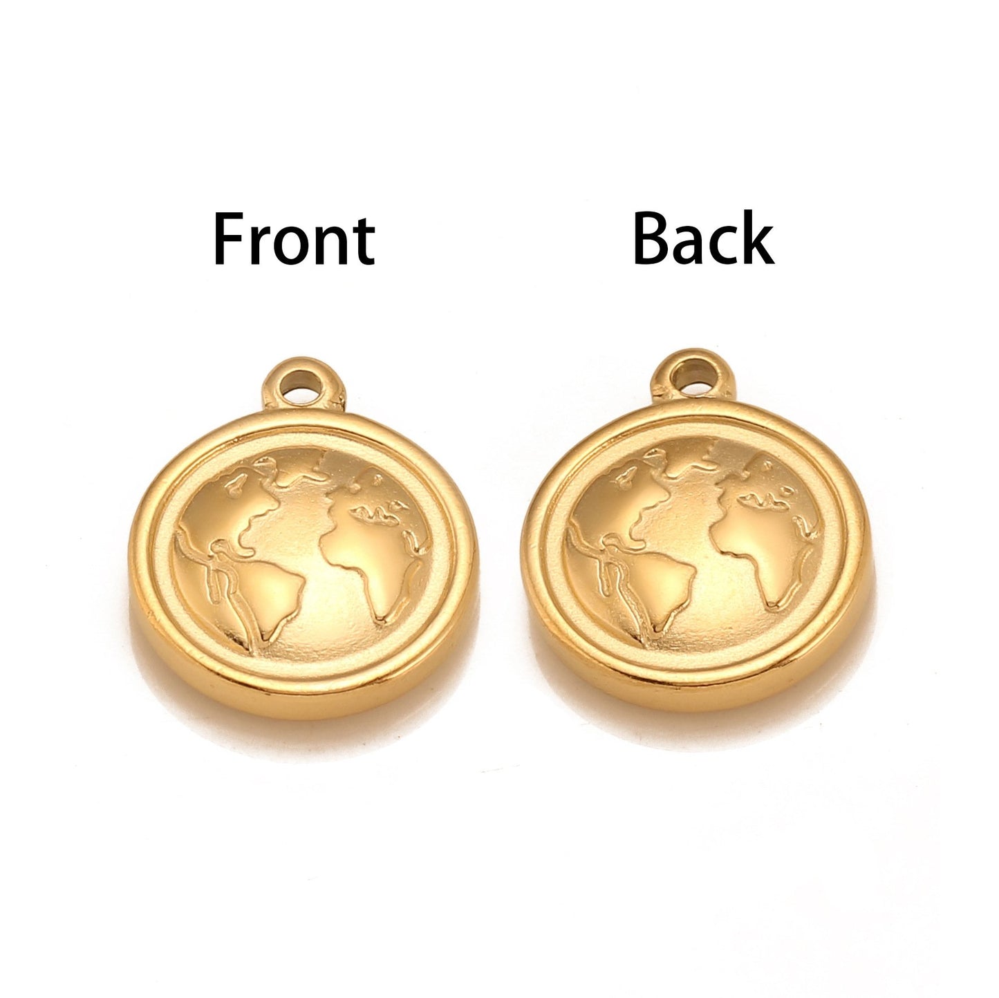 Pendentif rond en acier inoxydable représentant une carte