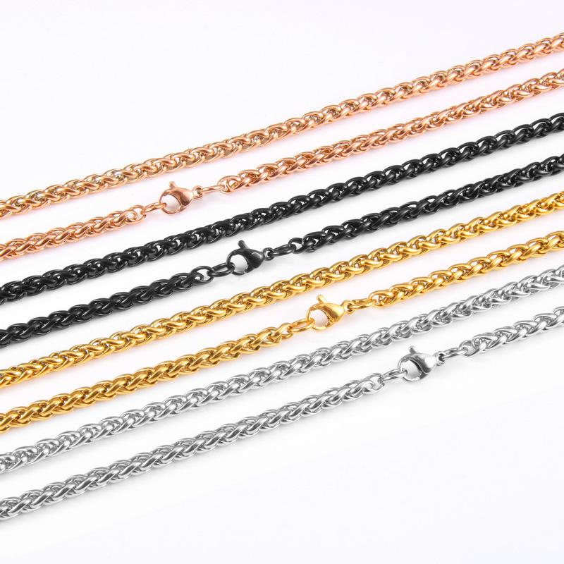 3mm Stainless Steel Wheat Chain Necklace