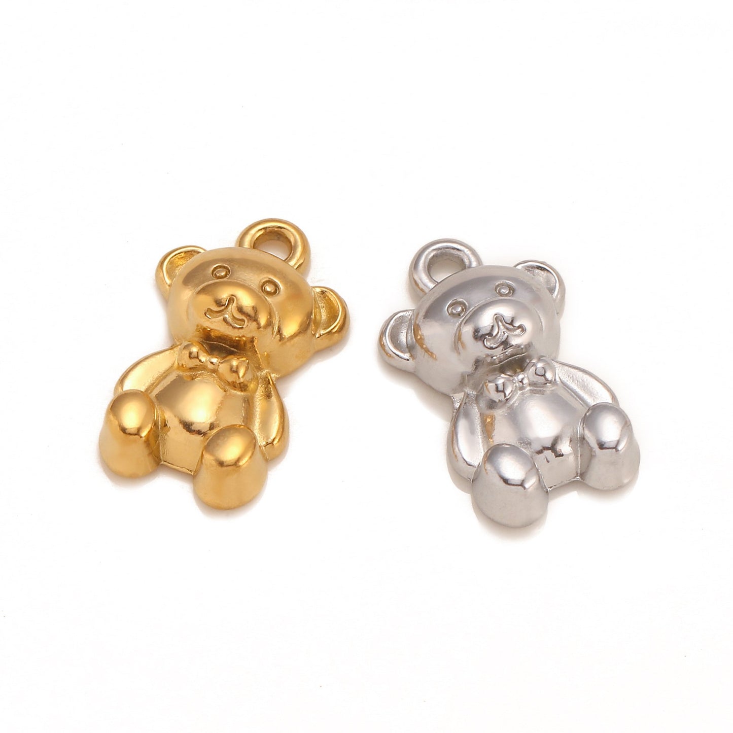 Pendentif ours en peluche en acier inoxydable