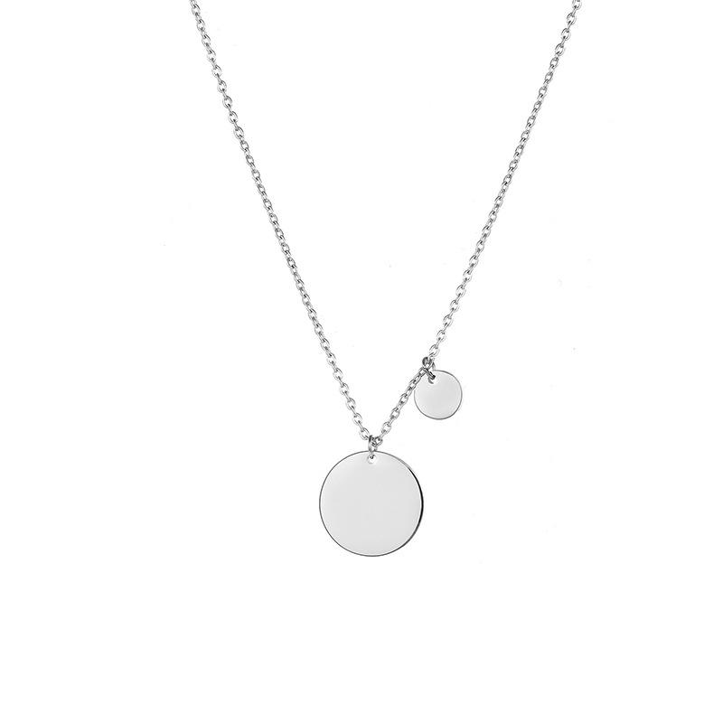 Stainless Steel Double Plate Charm Blank Necklace