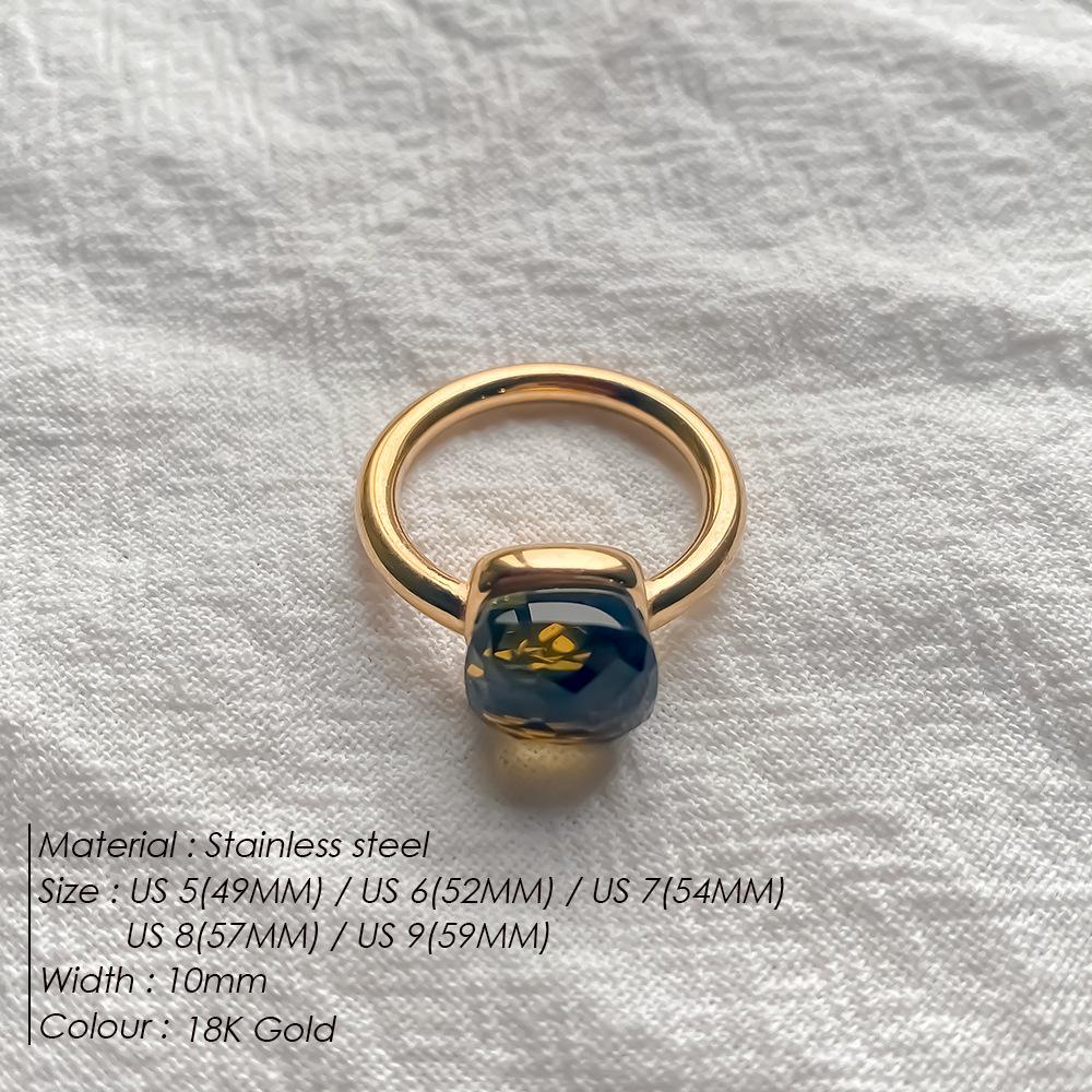 Stainless Steel Irregular Square Birthstone Ring