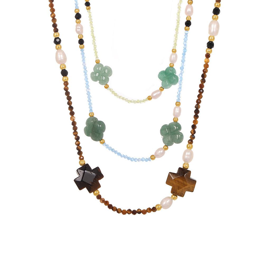 Tiger Eye Freshwater Pearl Beaded Necklace