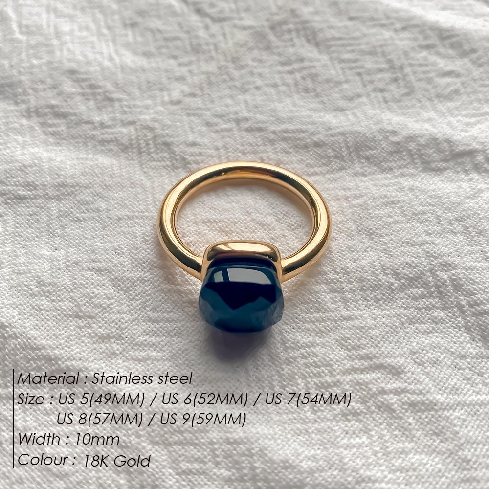 Stainless Steel Irregular Square Birthstone Ring
