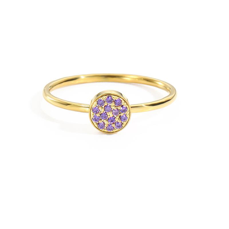 Stainless Steel Round Inlay Birthstone Ring