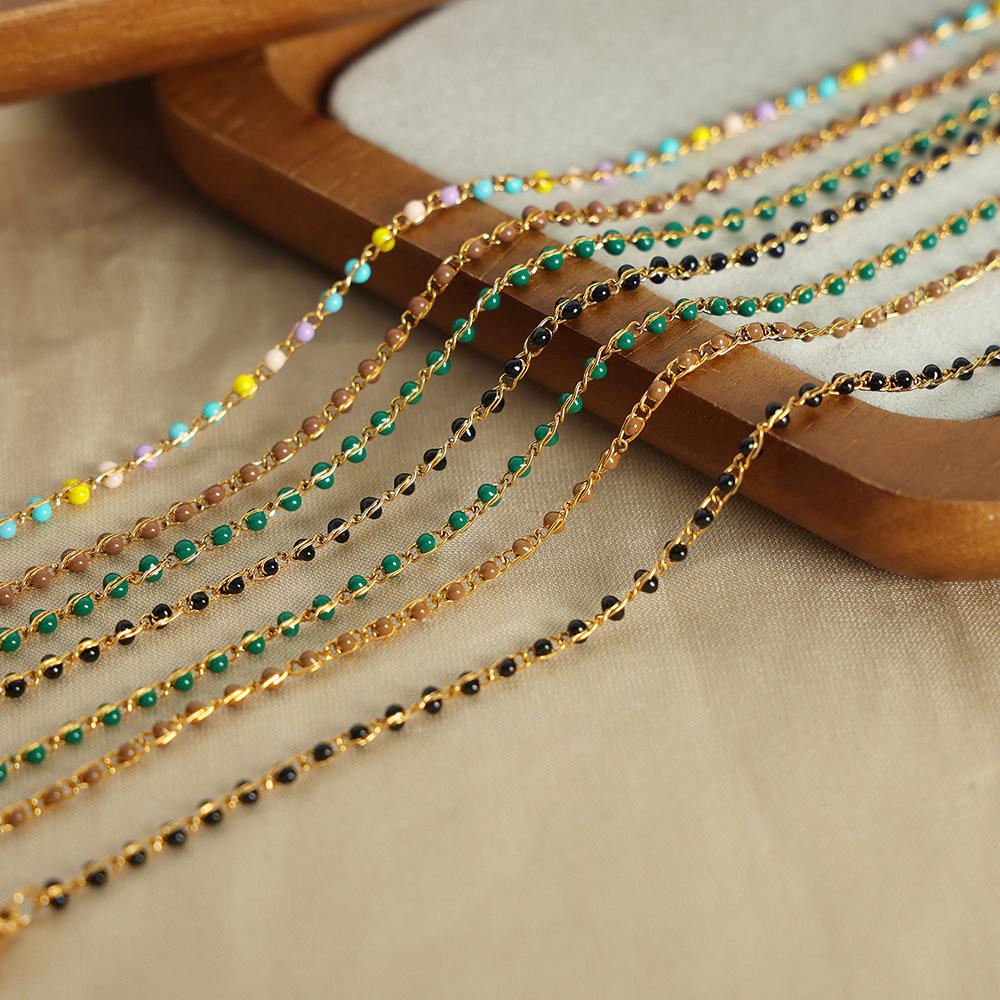 Stainless Steel Rainbow Beaded Necklace