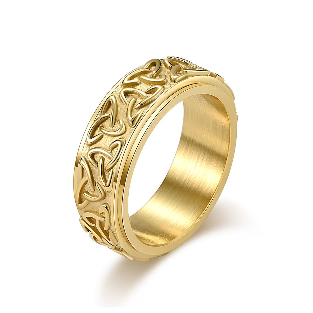 Triangle Celtic Knot Stainless Steel Religious Spinner Ring