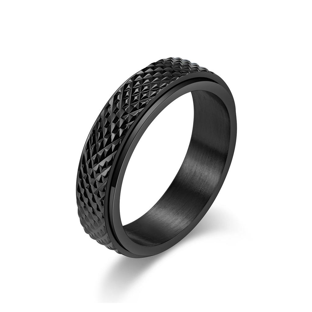 Stainless Steel Diamond Snakeskin Spinner Ring