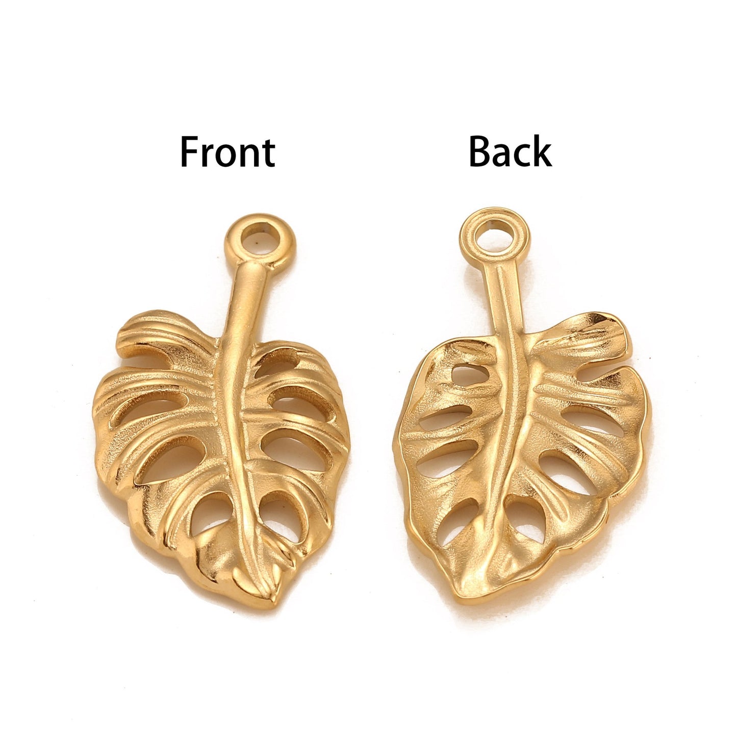 18K Gold PVD Stainless Steel Three-Dimensional Leaf Pendant