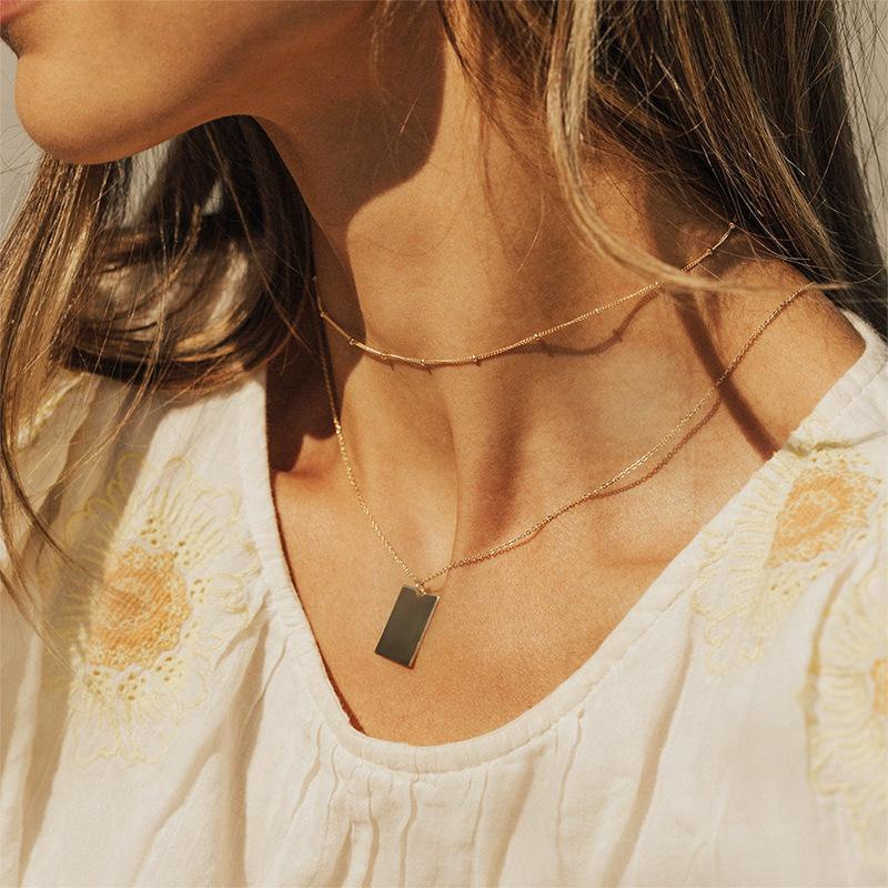 12x18mm Rectangular Double Layered Blank Necklace