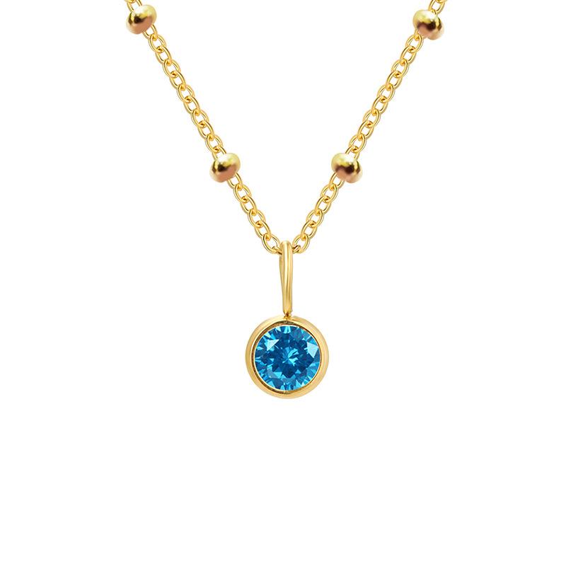 Stainless Steel Ball Chain Birthstone Necklace