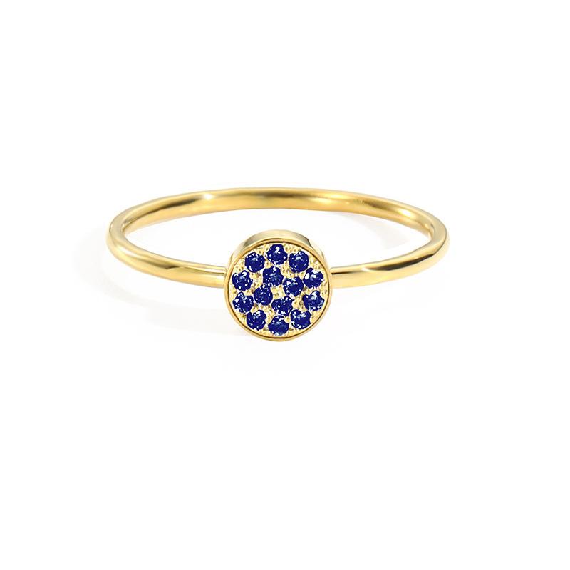 Stainless Steel Round Inlay Birthstone Ring