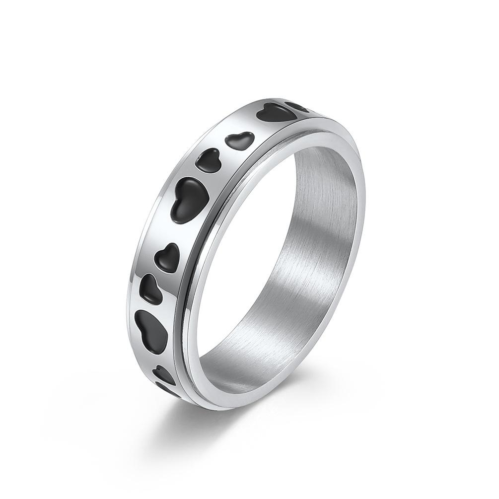 Heart Pattern Stainless Steel Spinner Ring