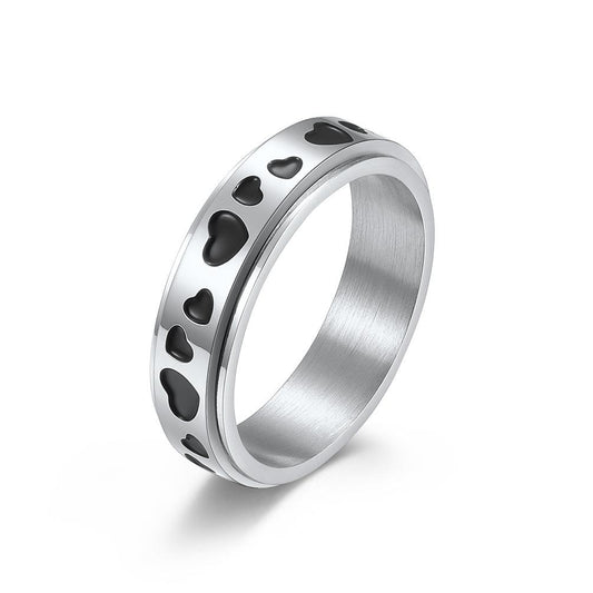 Heart Pattern Stainless Steel Spinner Ring