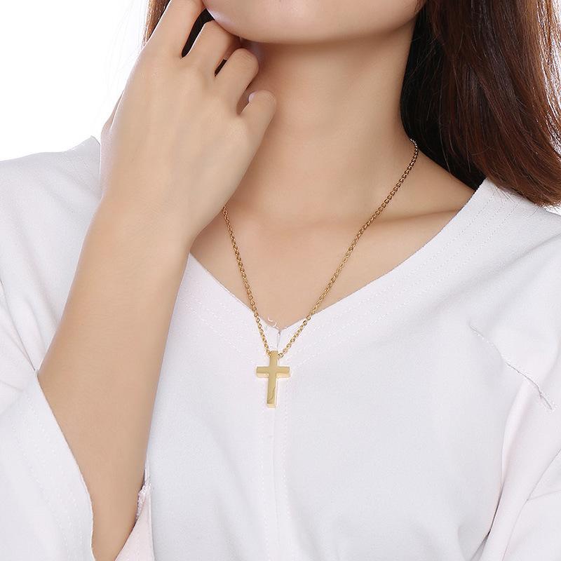 Stainless Steel Minimalist Cross Blank Necklace
