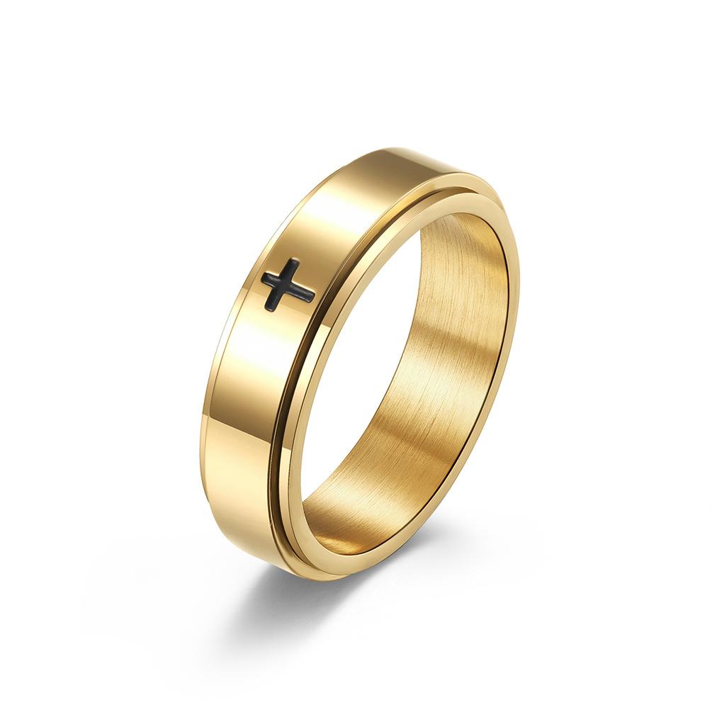 Cross Stainless Steel Religious Spinner Ring