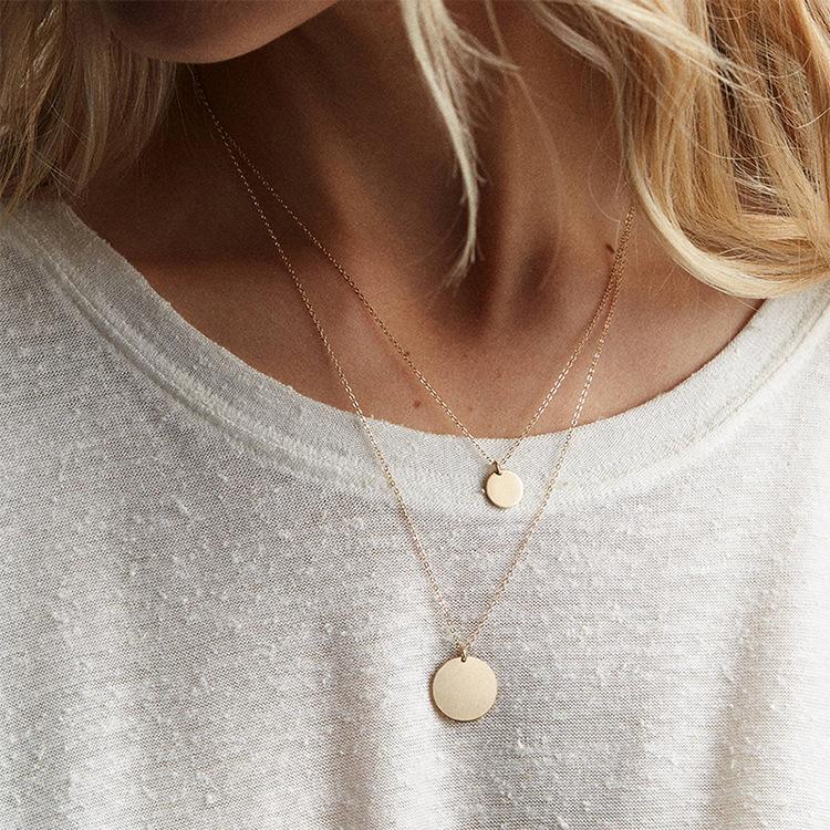 Double Round Plate Blank Necklace