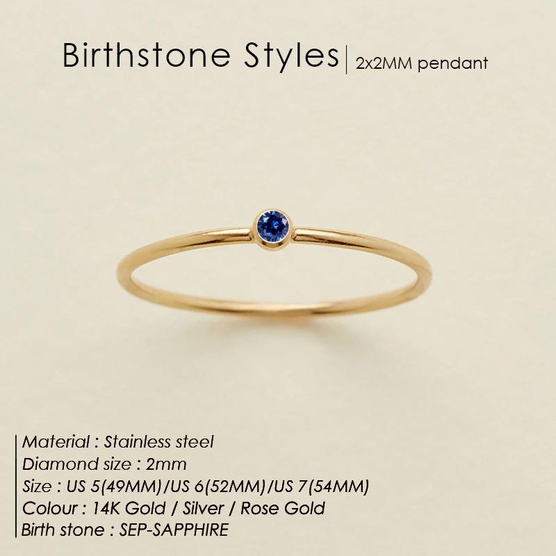 Stainless Steel Birthstone Classic Stacking Ring