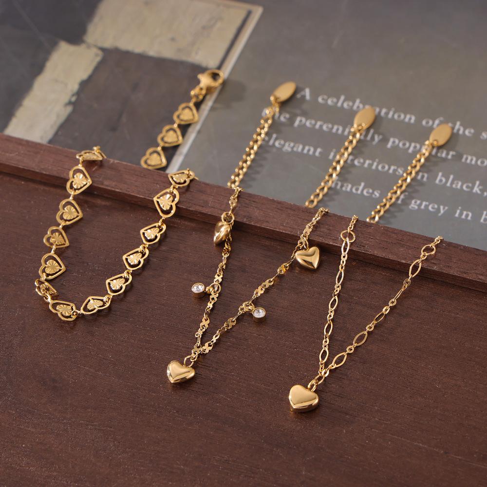 18K Gold PVD Heart-Shaped Stainless Steel Anklet