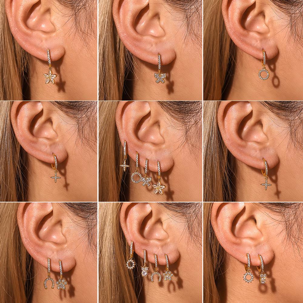 Stainless Steel Geometric Cubic Zirconia Drop Earrings