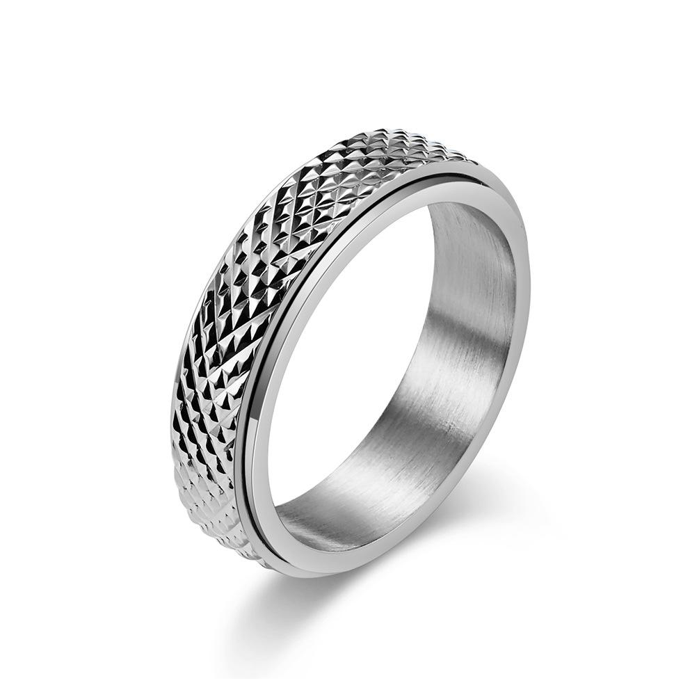 Stainless Steel Diamond Snakeskin Spinner Ring